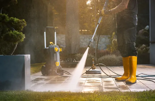 power washing patio bricks