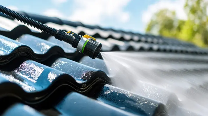 Applying eco product after roof cleaning