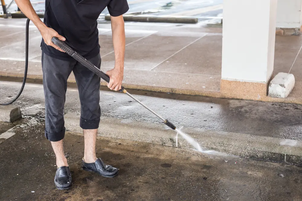 Outside floor cleaning of house in tustin using pressure washing