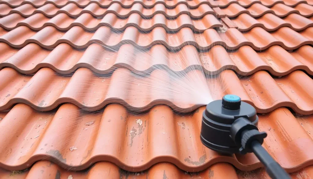 Washing roof with cleaning tool